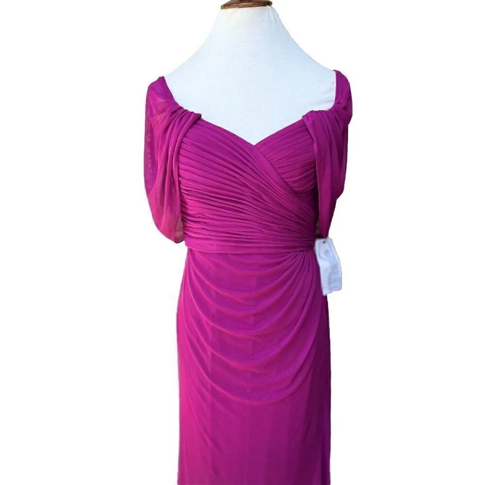 Women's Alex Evenings Shirred Mesh Gown Dress Size 6 Purple NWOT - Picture 6 of 14